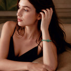 Blue-Green Jadeite Flower Bead Bracelet for Women