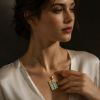 Natural Blue-Green Jadeite Abacus Pendant Necklace