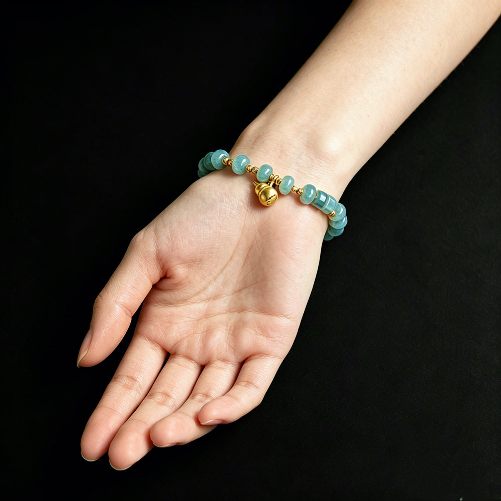 Blue Green Jade Hulu Abacus Bead Bracelet
