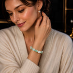 Green White Jadeite Auspicious Motif Bracelet for Women