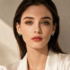 Natural Burmese Green Jadeite Clover Earrings in S925 Silver