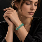 Pulsera cubana de jadeíta azul con motivo de cruz