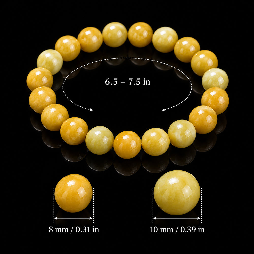 Natural Yellow Jadeite Bead Bracelet – 8mm & 10mm