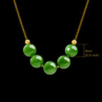 Green Jade 8mm Beaded Pendant Collar Necklace – S925 Silver, Handmade Jewelry for Luck & Harmony