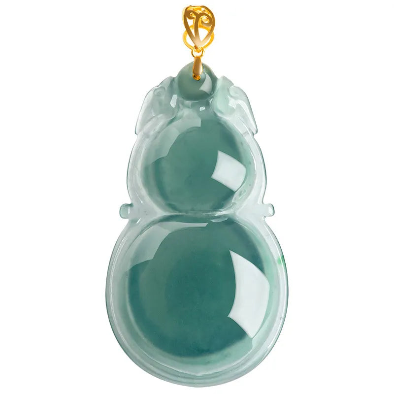 Jadeite Blue Gourd Pendant Necklace for Women – 18K Gold, Natural Jade jade BMjade