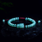 Blue Jade Pixiu Abacus Bead Bracelet
