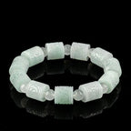 Natural Burmese Jade Carved Barrel Bead Bracelet – Unisex jade BMjade