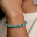 Natural Blue Jadeite Barrel Bead Stretch Bracelet for Women jade BMjade