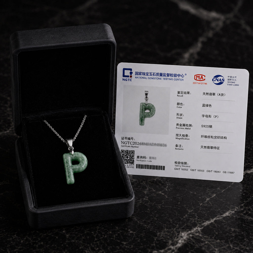 Personalized Jade Initial Necklace A–Z