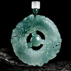 Carved Green Dragon Jade Pendant Necklace