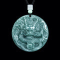 Real Hand-Carved Blue Jadeite Dragon Plaque Pendant Necklace – Men’s Jewelry