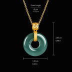Natural Blue Jadeite Peace Circle Pendant Necklace, S925 Silver 46CM Chain