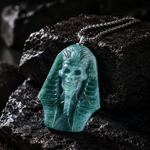 3D Egyptian Pharaoh Jade Pendant Necklace for Men