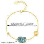 Hand-Carved Blue Jadeite Pixiu Women Bracelet – S925 Silver jade BMjade