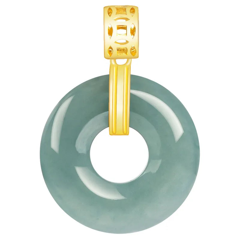 Natural Blue Jadeite Peace Circle Pendant Necklace, S925 Silver 46CM Chain jade BMjade