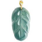 Natural Jadeite Blue Leaf Pendant Necklace for Women – 18K Gold jade BMjade