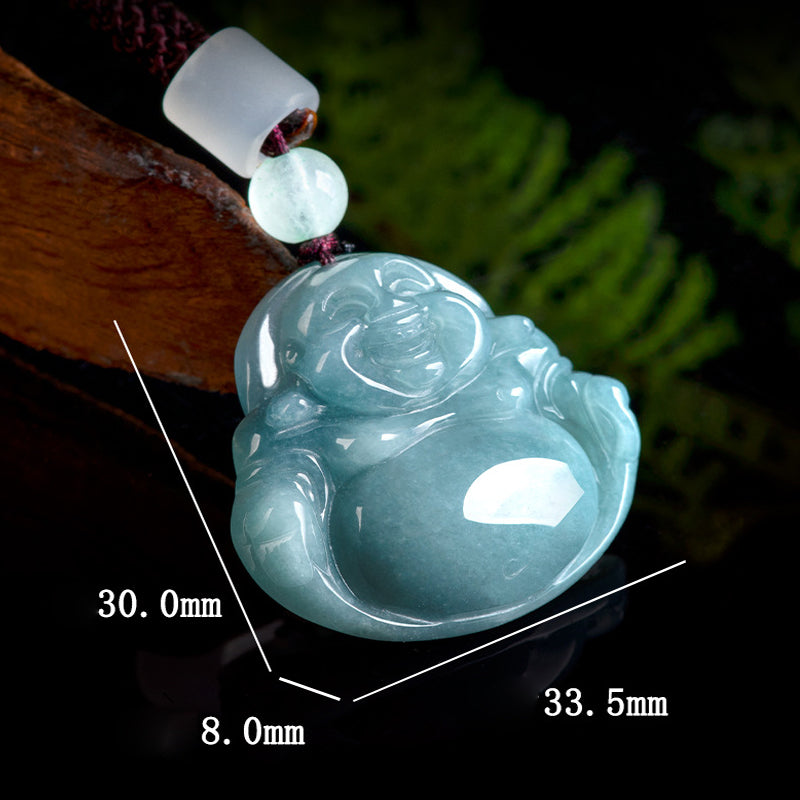 Real Blue Jadeite Big Belly Buddha Pendant Necklace – Men’s Jewelry jade BMjade
