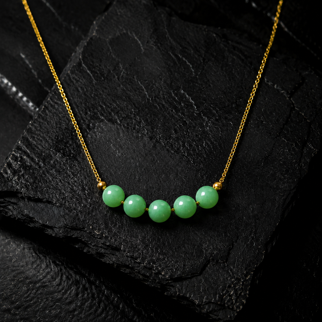 Green Jadeite Beaded Necklace for Women