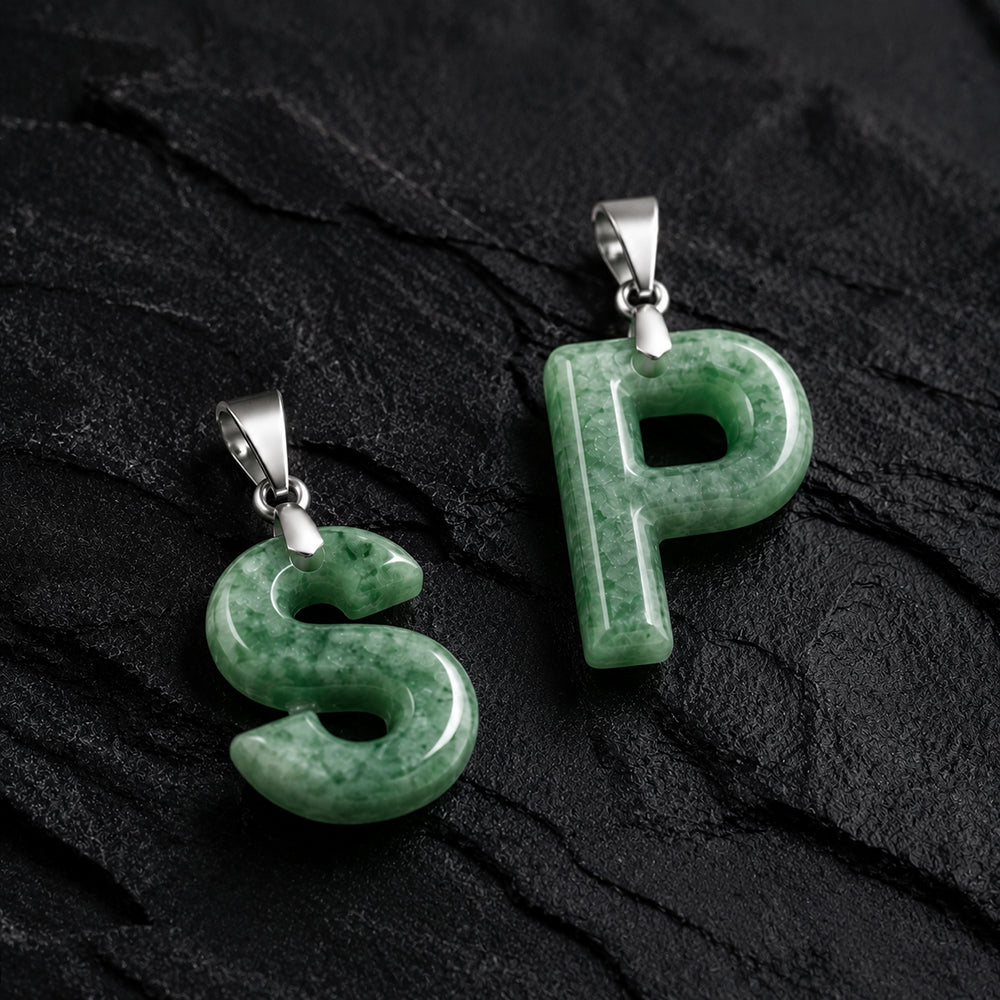 Personalized Jade Initial Necklace A–Z