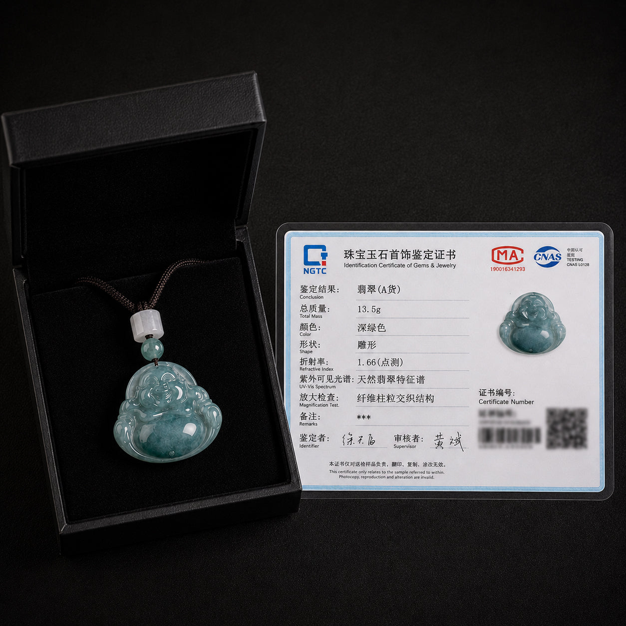 Real Blue Jadeite Big Belly Buddha Pendant Necklace – Men’s Jewelry