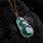 Jadeite Blue Gourd Pendant Necklace for Women – 18K Gold, Natural Jade