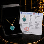 Blue Jadeite Heart Necklace with 18K Gold Bail