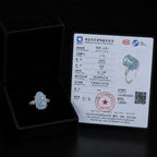 Icy Blue Jadeite Pixiu Ring in S925 Silver for Women