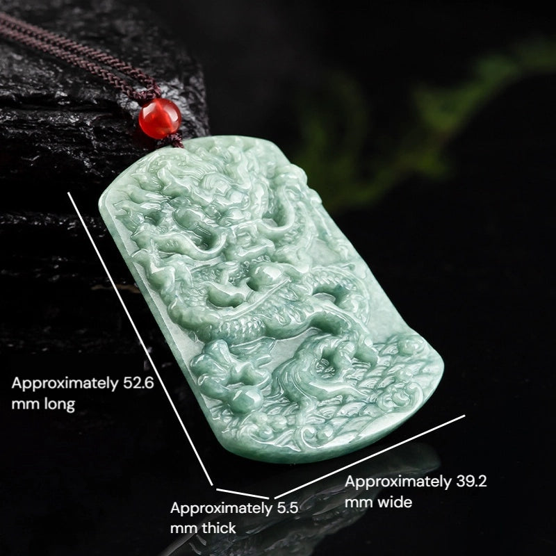 Real Jadeite Dragon Plaque Pendant Necklace – Men’s Jewelry BMjade