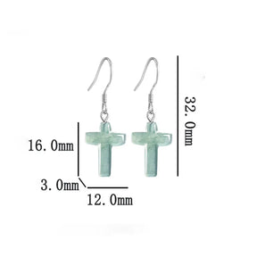 Natural S925 Blue Jadeite Cross Earrings – Sterling Silver Jewelry jade BMjade