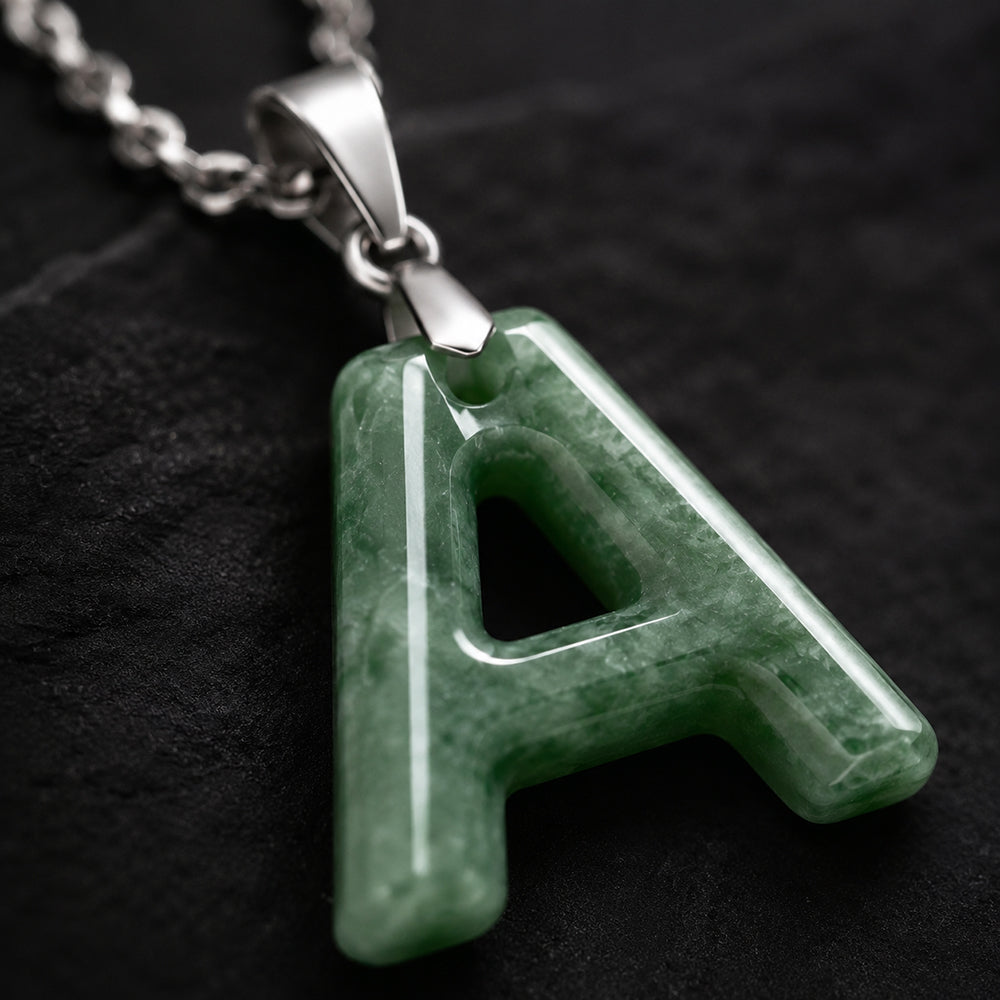 Personalized Jade Initial Necklace A–Z