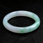 Natural Burmese Icy Green Jadeite Bangle Bracelet 61.5mm Floating Green Jade