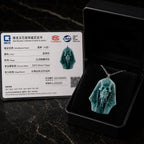Natural Hand-Carved  BlueJadeite 3D Egyptian Pharaoh Necklace for Men