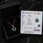 Natural Blue Jadeite Ping An Kou Necklace for Women – 18K Gold Fashion Jewelry