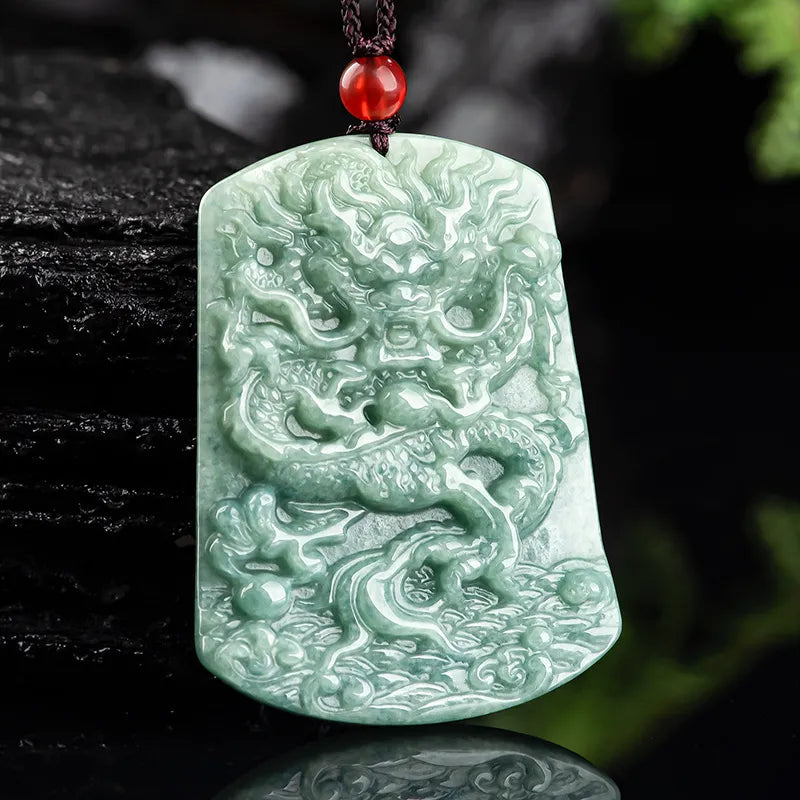 Real Jadeite Dragon Plaque Pendant Necklace – Men’s Jewelry BMjade