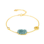 Hand-Carved Blue Jadeite Pixiu Women Bracelet – S925 Silver jade BMjade