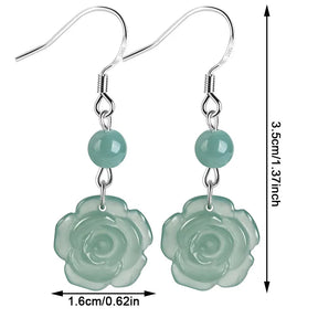S925 Blue Jadeite Rose Stud Earrings – Natural Handcrafted Jewelry jade BMjade
