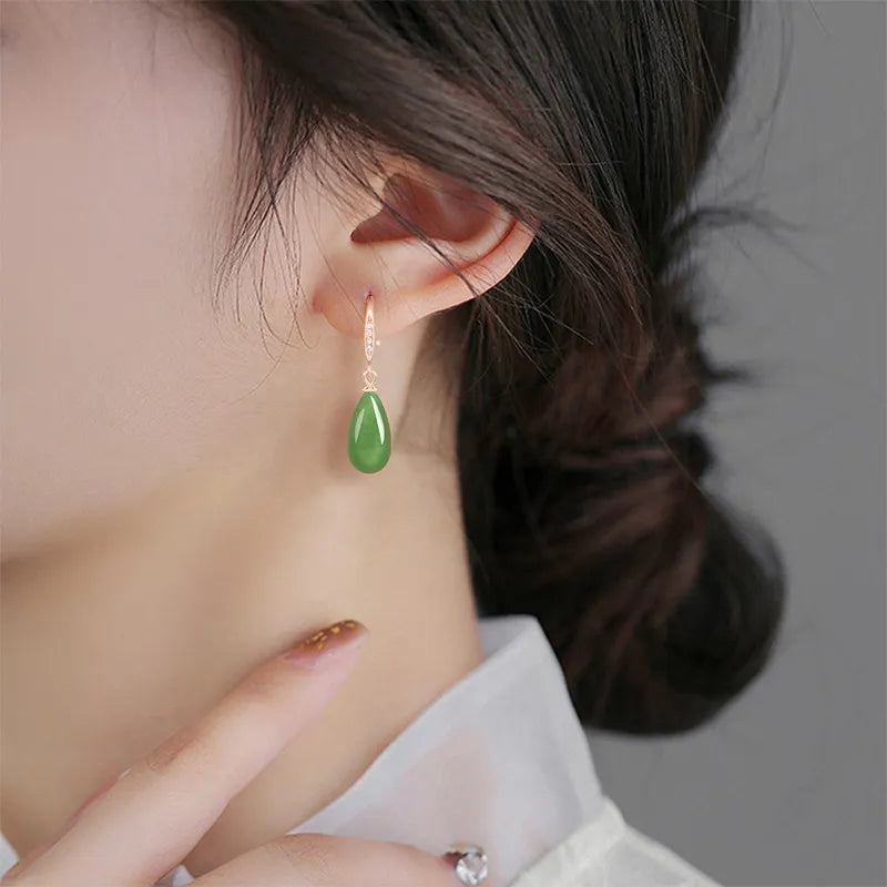 Natural Burmese Jadeite Teardrop Drop Earrings – Real Jade Jewelry BMjade