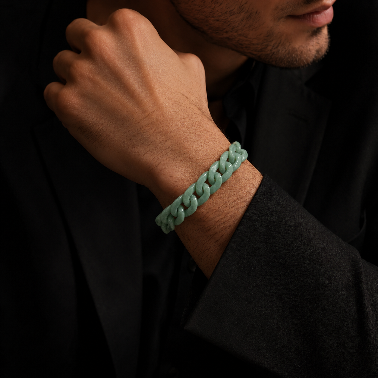Masculine Cuban Jade Bracelet – Lucky Charm Symbol, Gift for Him