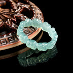 Natural Blue Jadeite Carved Peach Blossom Ring – Handmade Jade Jewelry jade BMjade