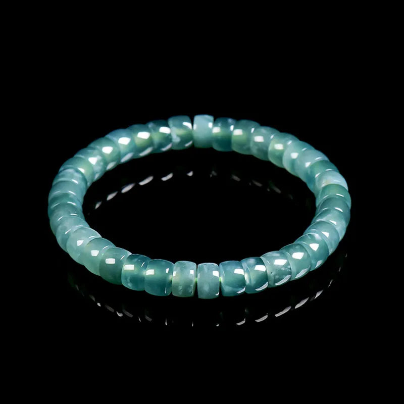 Natural Blue Jadeite Barrel Bead Stretch Bracelet for Women jade BMjade