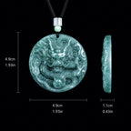 Real Hand-Carved Blue Jadeite Dragon Plaque Pendant Necklace – Men’s Jewelry