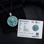 Real Hand-Carved Blue Jadeite Dragon Plaque Pendant Necklace – Men’s Jewelry