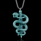 Hand-Carved Jadeite Snake Pendant Necklace for Men – Blue Jade