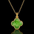 Natural Green Jade Four-Leaf Clover Pendant Necklace – Lucky Jewelry for Love, Health & Happiness