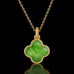 Natural Green Jade Four-Leaf Clover Pendant Necklace – Lucky Jewelry for Love, Health & Happiness