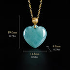 Blue Jade Heart Necklace with 18K Gold Bail