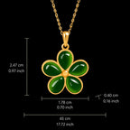 Natural Green Jade Five-Petal Flower Pendant Necklace – S925 Silver 46CM, Symbol of Beauty & Good Fortune