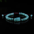 Blue jade Pixiu abacus bead bracelet with size details
