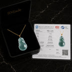 Jadeite Blue Gourd Pendant Necklace for Women – 18K Gold, Natural Jade
