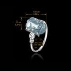 Icy Blue Jadeite Pixiu Ring in S925 Silver for Women